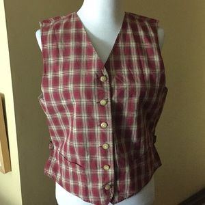 Vintage 90s EDDIE BAUER size S/P Plaid Vest 100% Cotton Soft Button-front Camp